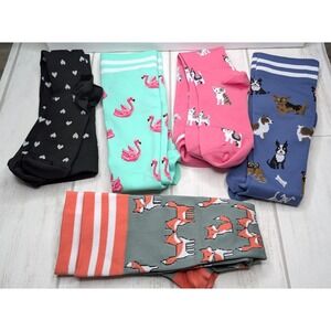 Lot of 5 pairs Women's knee-high novelty socks Flamingo Fox Dog Cat Hearts